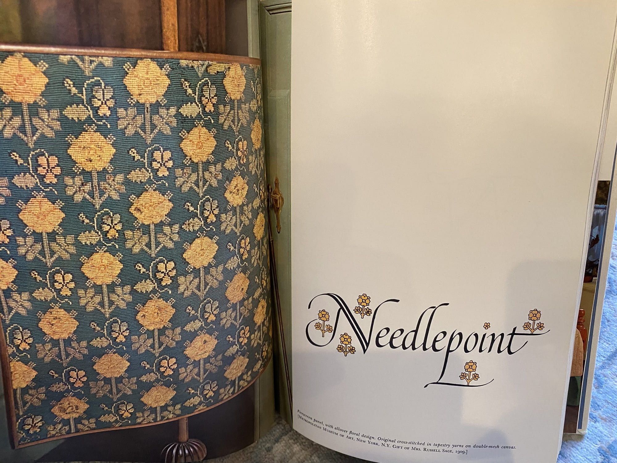 Old-fashioned needlepoint book