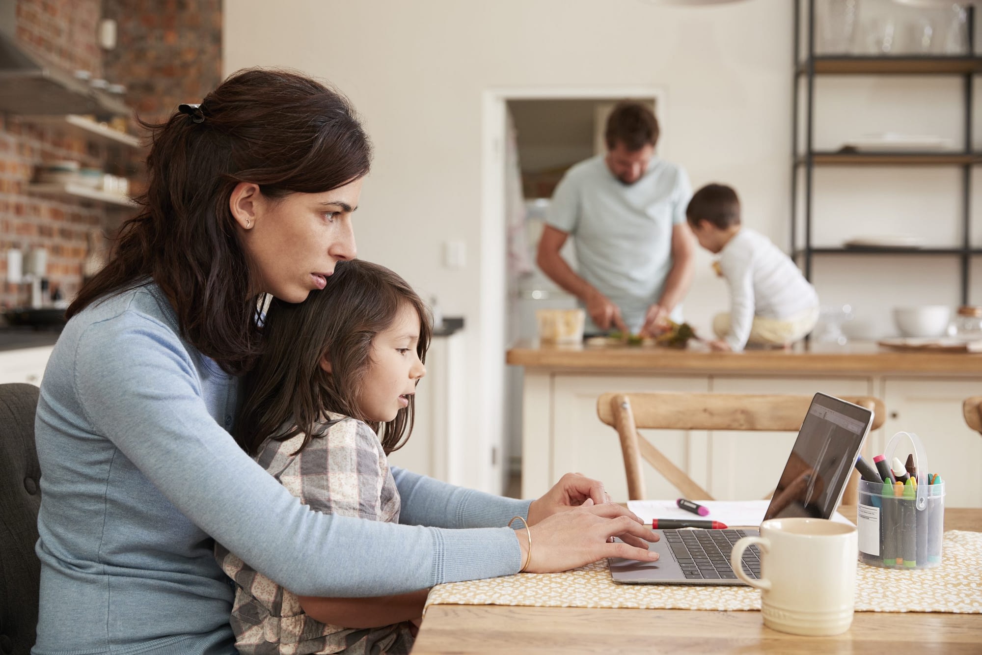 working from home with children